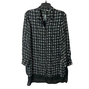 Chicos Black Label Grid-Pattern Shirt - 2 / Large
